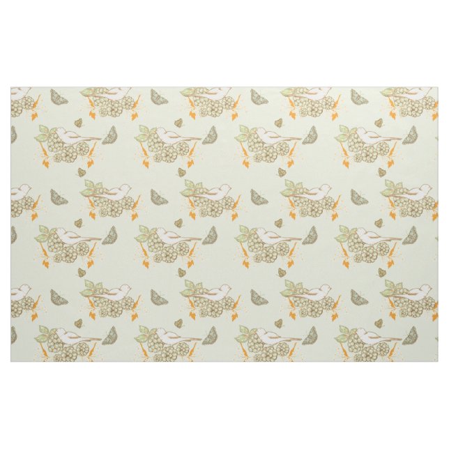 Birds Berries and Butterflies Fabric Stoff (Yard (91,4 cm))