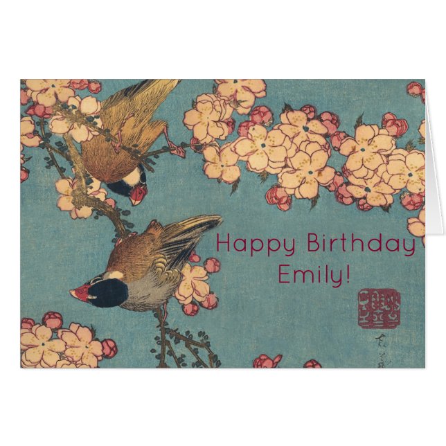 Birds Blume Hokusai Japanische Kunst (Vorderseite (Horizontal))