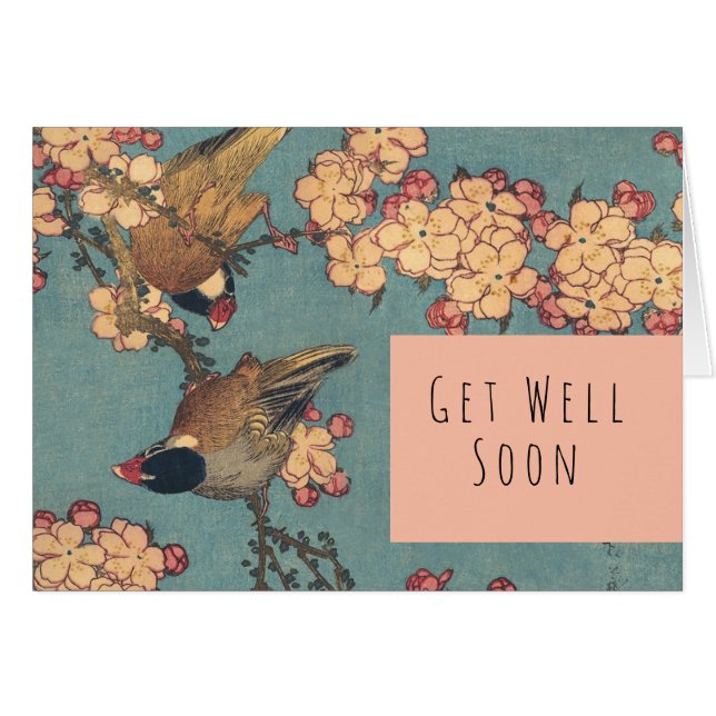 Birds Blume Hokusai Japanische Kunst (Vorderseite (Horizontal))