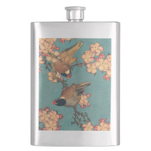 Birds Blume Hokusai Japanische Kunst Flachmann