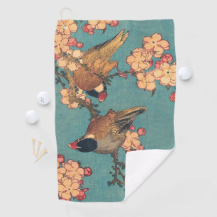 Birds Blume Hokusai Japanische Kunst Golfhandtuch