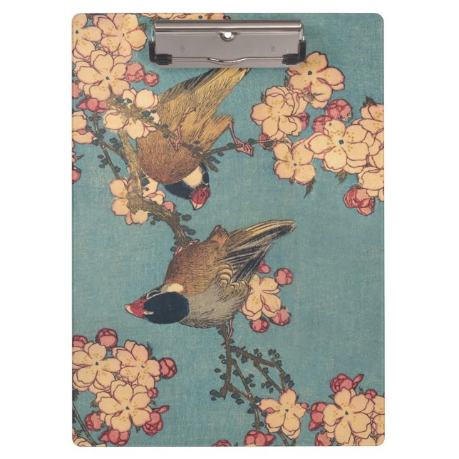 Birds Blume Hokusai Japanische Kunst Klemmbrett (Vorderseite)