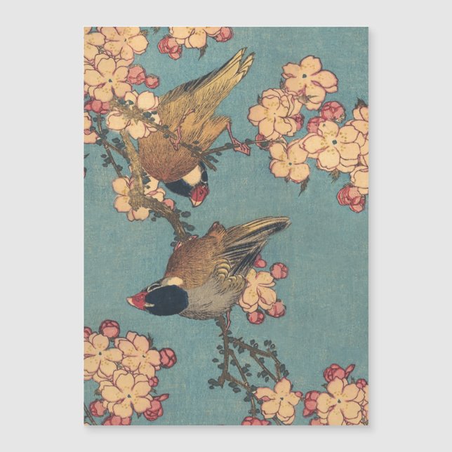Birds Blume Hokusai Japanische Kunst Magnetkarte (Vorderseite)