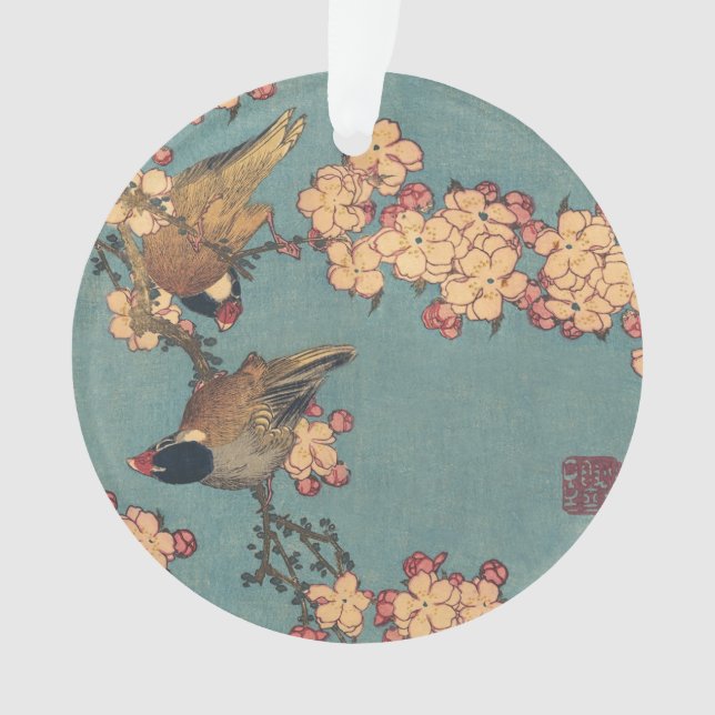 Birds Blume Hokusai Japanische Kunst Ornament (Vorderseite)
