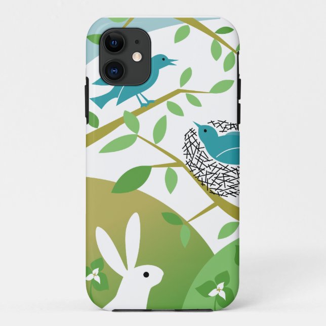Birds & Bunny Spring iPhone Case (Rückseite)