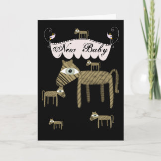 Birds Carrousel-Ponies und Sy New Baby Greeting ca Karte