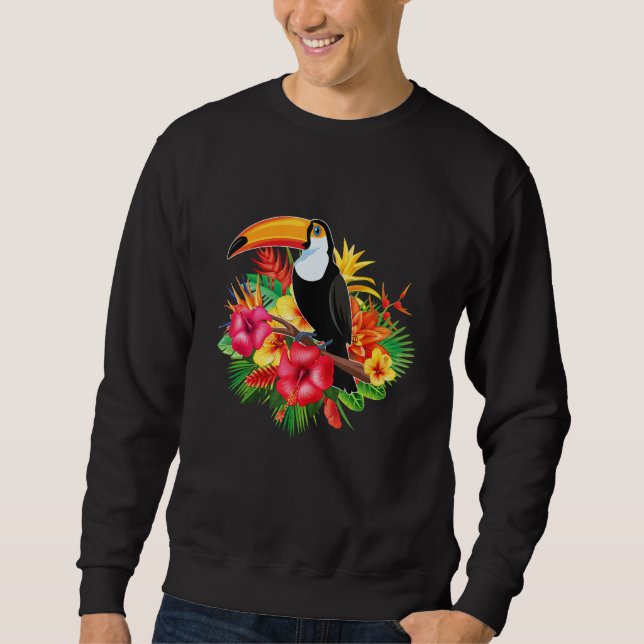 Birds Exotic Tropical Flowers Summer Animal Toucan Sweatshirt (Vorderseite)