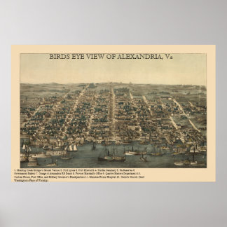 BIRDS EYSIW OF ALEXANDRIA, VA Zivil War Map Poster