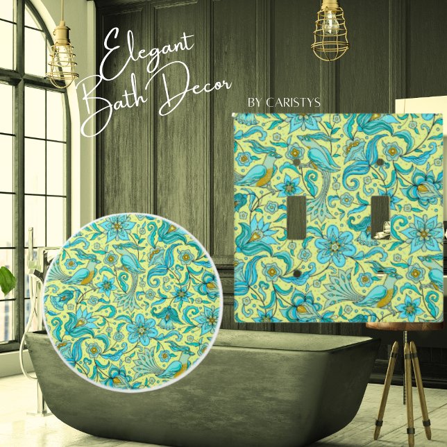 Birds Florals Blues, gelb Keramikknauf (Von Creator hochgeladen)
