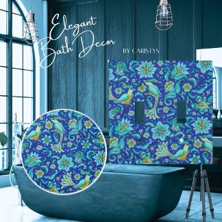 Birds Florals Royal Blue, Gelb Keramikknauf