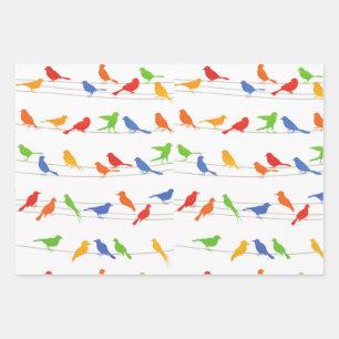Birds Gift Wrapping Paper Sheet. Geschenkpapier Set