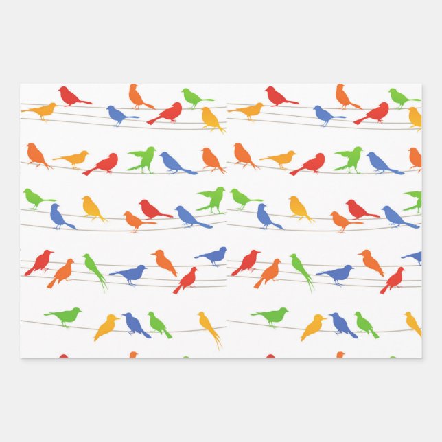 Birds Gift Wrapping Paper Sheet. Geschenkpapier Set (Vorderseite 3)