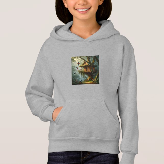 Birds-Jungle-Tree-Gemälde Hoodie (Vorderseite)