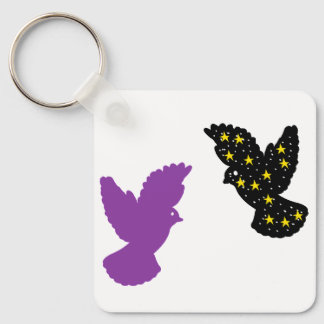 Birds Keychain – Dual Feather Silhouette Design Schlüsselanhänger