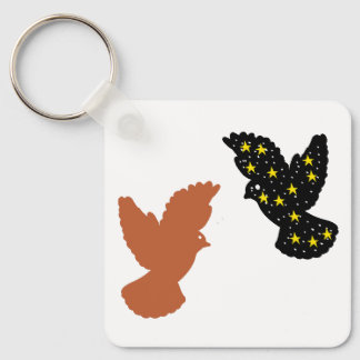 Birds Keychain – Twin Crest Silhouette Design Schlüsselanhänger