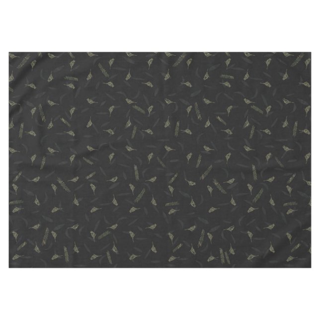 Birds Leaves Charcoal Black Green Brown Grey Tischdecke (Vorderseite (Horizontal))