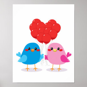 Birds Liebe Herzblasen Poster