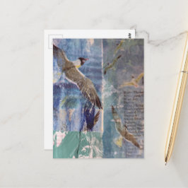 Birds mixed media collage postkarte