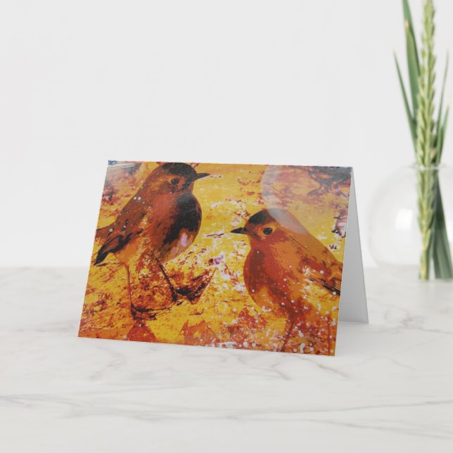 Birds Mixed Media Geburtstag Karte (Vorderseite)