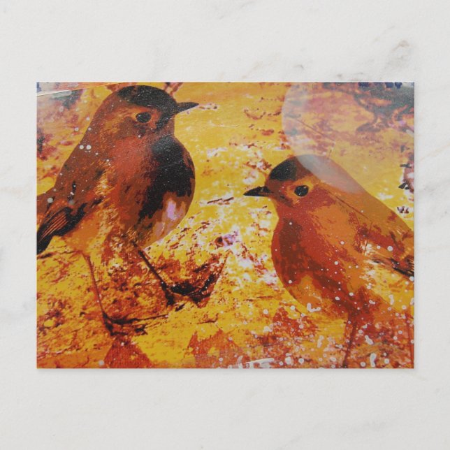 Birds Mixed Media Postkarte (Vorderseite)
