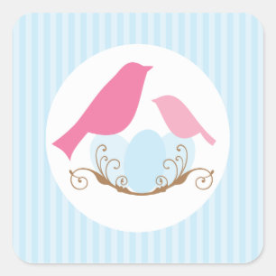 Birds Nest Baby Dusche Umschlag Aufkleber