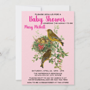 Bird's Nest Baby Shower Template Einladung