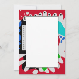 Bird's Nest - Crimson Red Gray Individuelle Name Mitteilungskarte