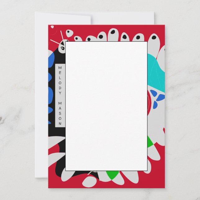 Bird's Nest - Crimson Red Gray Individuelle Name Mitteilungskarte (Vorderseite)