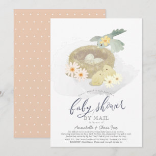 Bird's Nest Floral Girl Baby Shower by Mail Einladung