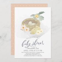Bird's Nest Floral Girl Virtual Baby Shower