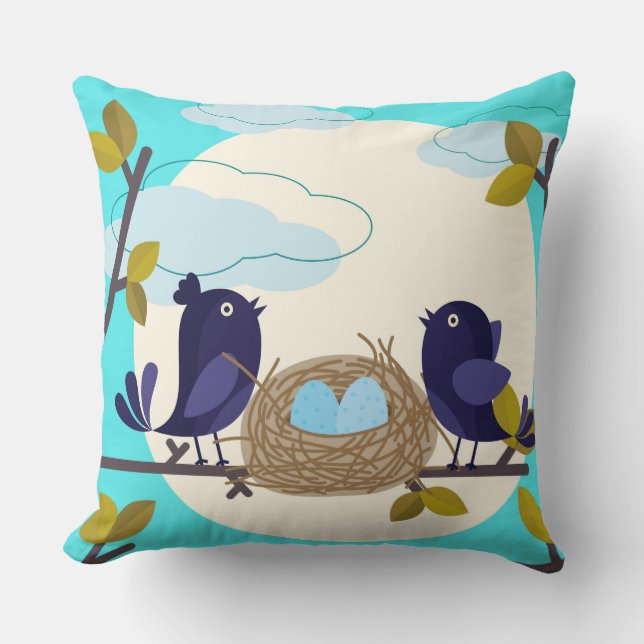 Birds Nest Throw Kissen (Vorderseite)