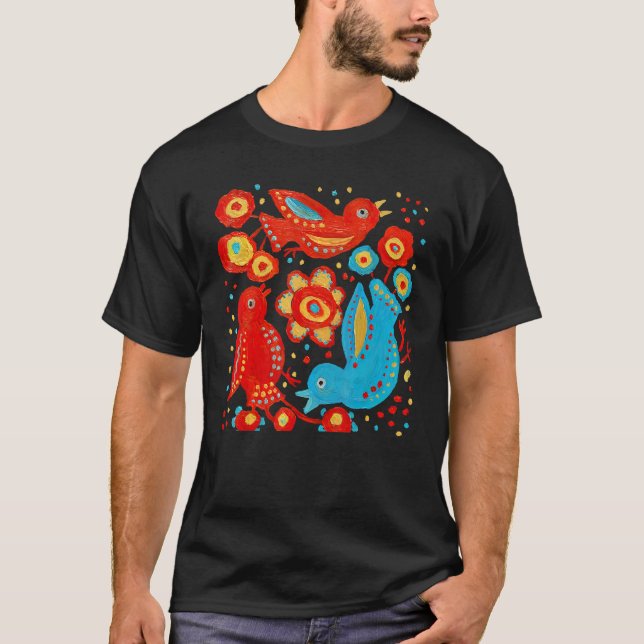 Birds of Happiness Ukra.inian Birds Flower Peace L T-Shirt (Vorderseite)