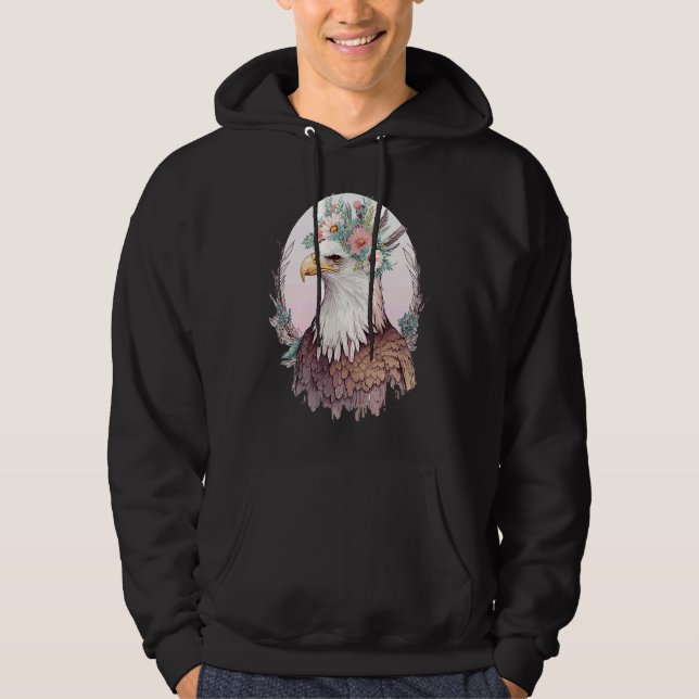 Birds Of Prey Bald Eagle Flower Crown Floral Birdi Hoodie (Vorderseite)