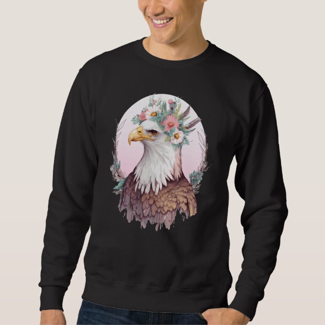 Birds Of Prey Bald Eagle Flower Crown Floral Birdi Sweatshirt (Vorderseite)