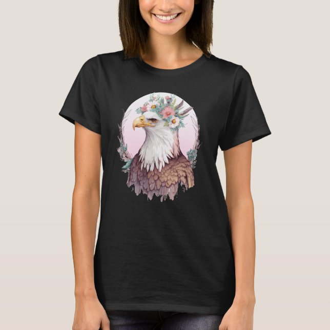 Birds Of Prey Bald Eagle Flower Crown Floral Birdi T-Shirt (Vorderseite)