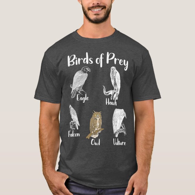 Birds of Prey Eagle Hawk Falcon Owl Vulture T-Shirt (Vorderseite)
