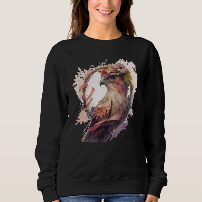 Birds Of Prey Kite Bird Flower Crown Floral Sweatshirt (Vorderseite)