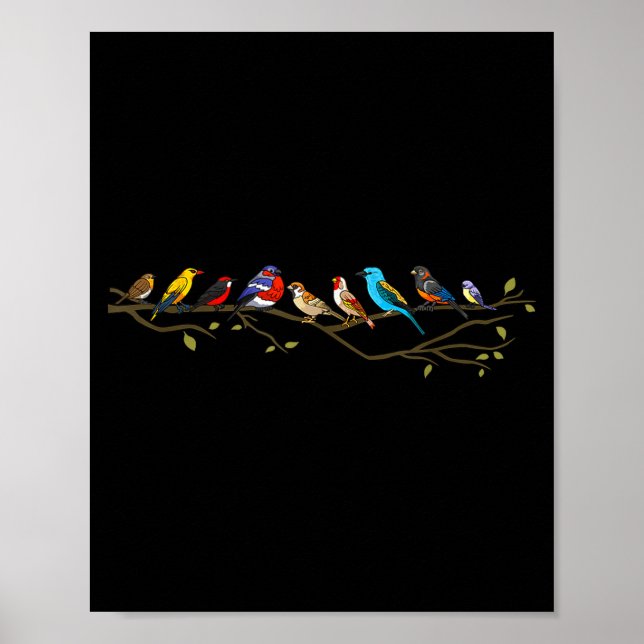 Birds On A Branch Birding Bird Watching Bird Watch Poster (Vorne)