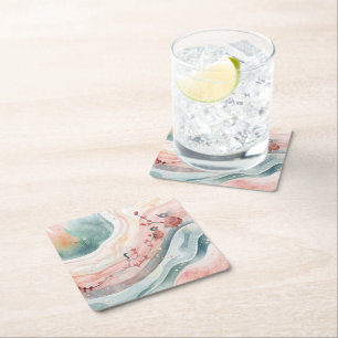 Birds on a Heart Branch Rechteckiger Pappuntersetzer