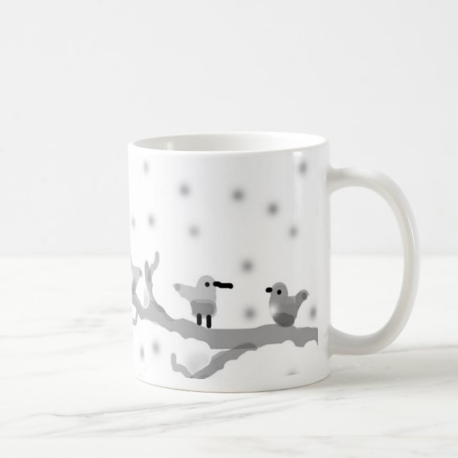 "BIRDS ON A SNOWY BRANCH" Klassische Tasse, 11 oz Kaffeetasse (Rechts)
