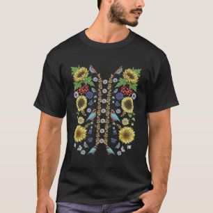Birds Sonnenblumen T-Shirt Niedlich Floral Retro U