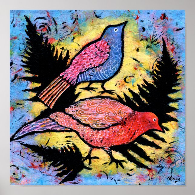 Birds Surrounded by Blue Sky Poster (Vorne)