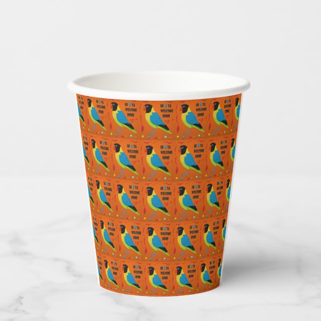 BIRDS THEMA PARROT ART BILDFARBEN GEMISCHT PAPPBECHER (Vorderseite)