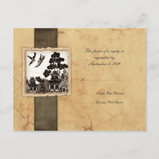 Birds Vintage Wedding UAWG RSVP Karte