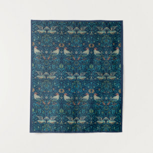"Birds" von William Morris Blue Pattern Wandteppich