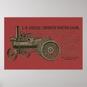 Birdsall's Steam Tractor Traction Motor Vintag Poster