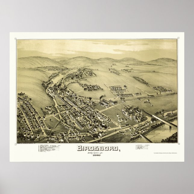 Birdsboro, PA Panoramic Map - 1890 Poster (Vorne)
