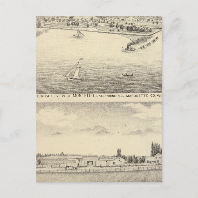 Birdseye Ansicht von Montello Postkarte (Vorderseite)