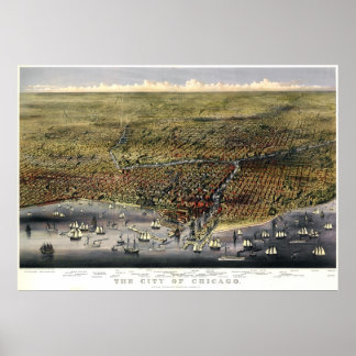 Birdseye-Karte von Chicago - 1874 (Parsons & Atwat Poster