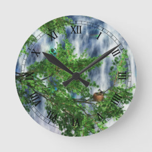 Birdsnest Falls Clock Runde Wanduhr